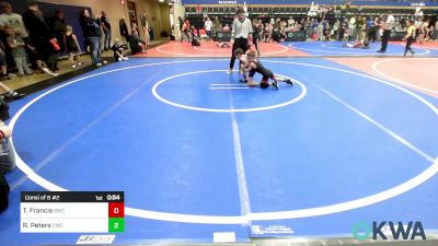 46 lbs Consi Of 8 #2 - Tayvin Francis, Bartlesville Wrestling Club vs Ryland Peters, Claremore Wrestling Club