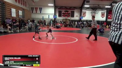 Bracket 13 lbs Cons. Round 1 - Grayson Miller, WBNDD vs Lane Dye, Keokuk Kids Wrestling Club