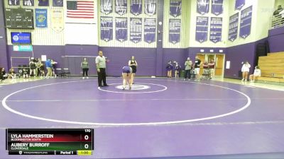 170 lbs Cons. Round 1 - Aubery Burroff, Cloverdale vs Lyla Hammerstein, Bloomington South