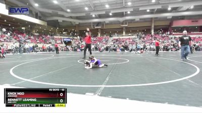 43 lbs Champ. Round 1 - Bennett Leaming, Ark City vs Knox Ngo, Andover