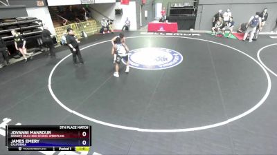 175 lbs 5th Place Match - Jovanni Mansour, Granite Hills High School Wrestling vs James Emery, California