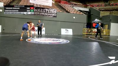 Cadet Boys Lower - 113 lbs Cons. Semis - Deagan Kinkade, Coachella Valley Wrestling Club vs Cristian Bustos, Reedley High School Wrestling