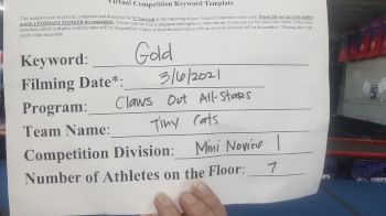 Claws Out All-Stars [L1 Mini - Novice] 2021 Varsity Virtual Competition Series - Prep & Novice I