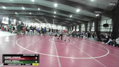 70 lbs Champ. Round 2 - Korbin Johnson, North Sanpete Hawk Wrestling vs Sergio Arriola, Payson Lions Wrestling Club