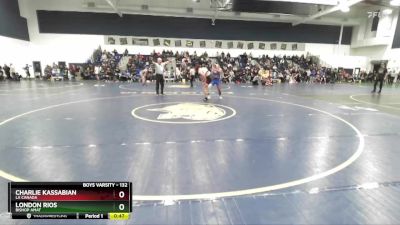 132 lbs Cons. Round 2 - Charlie Kassabian, La Canada vs London Rios, Bishop Amat