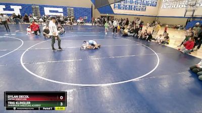 69 lbs Quarterfinal - Dylan DeCol, Uintah Wrestling vs Trig Klingler, Sanderson Wrestling Academy