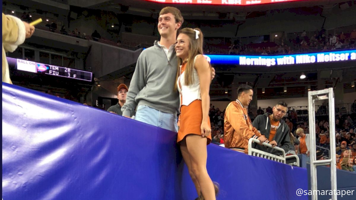 Cheerleader Plays Ultimate Third Wheel For The Perfect Photo