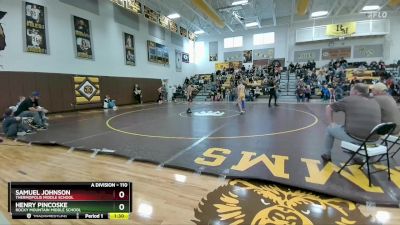 110 lbs Semifinal - Samuel Johnson, Thermopolis Middle School vs Henry Pincoske, Rocky Mountain Middle School