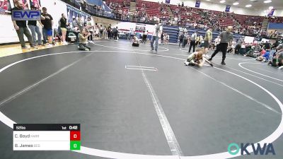 52 lbs Semifinal - Caleb Boyd, Harrah Little League Wrestling vs Baker James, Blaine County Grapplers