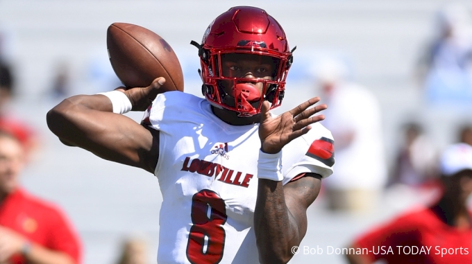 Lamar Jackson Louisville Cardinals Unsigned Drop Back Pass