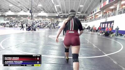 180 lbs Cons. Round 2 - Alyssa Arana, Emmanuel University vs Audrina Mauldin, Texas Women`s University