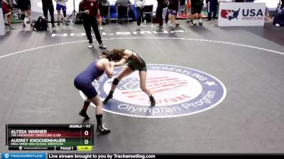 117 lbs Champ. Round 1 - Alyssa Warner, The Laboratory (Wrestling Club) vs Audrey Knochenhauer, Mesa Verde High School Wrestling