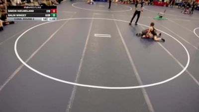 12U - 92 lbs Cons. Round 2 - Simon Hjelmeland, Centennial Youth Wrestling vs Balin Winget, Northfield James Gang Wrestling