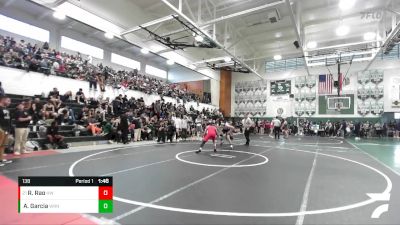 138 lbs Champ. Round 1 - Rayaan Rao, Harvard Westlake vs Aaron Garcia, Warren