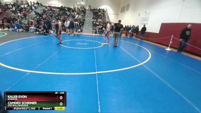 215 lbs Cons. Round 2 - Camden Schriner, Greybull/Riverside vs Kaleb Evon, Riverton