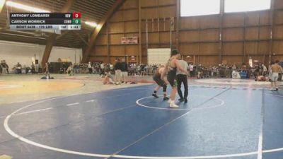 170 lbs Quarterfinal - Anthony Lombardi, New York Military Academy vs Carson Worrick, Combat Athletics