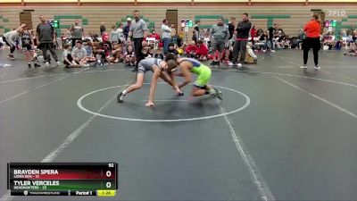 92 lbs Round 5 (6 Team) - Brayden Spera, Lions Den vs Tyler Verceles, Headhunters