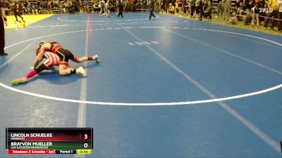 84 lbs Cons. Round 3 - Brayvon Mueller, LSH (LeSueur/Henderson) vs Lincoln Schuelke, Minneota