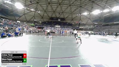 92 lbs Semis - Ariana Tovar, Victory Wrestling-Central WA vs Ilinca Cazac, Redmond Wrestling Academy