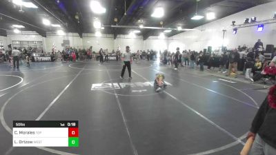 50 lbs Consolation - Caleb Morales, Top Rank vs Levi Ortzow, West Las Vegas Junior Wrestling