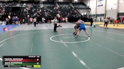 285 lbs Champ. Round 2 - Marcel Gonzalez, Pratt Community College vs David Bowerman, Bethany (Kan.)