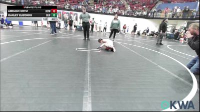 40 lbs Semifinal - Ameliah Ortiz, Bridge Creek Youth Wrestling vs Oakley Elizondo, Blue Devil Wrestling