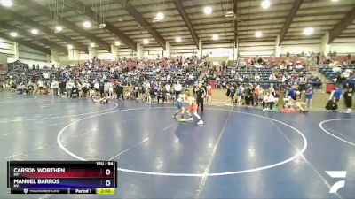 94 lbs Cons. Round 2 - Carson Worthen, MT vs Manuel Barros, NV