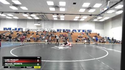 174 lbs Quarterfinal - Luke Peasley, Skyline College vs Michael Negrete, Sierra College