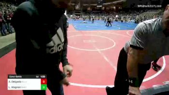 55 lbs Consolation - Aaron Delgado, Bridge Creek Youth Wrestling vs Levi Wagnon, BAWC