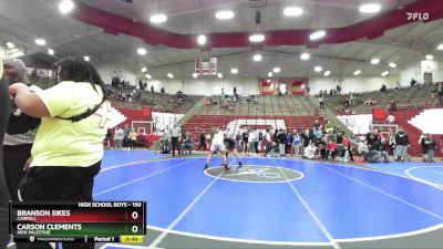 150 lbs Cons. Round 4 - Carson Clements, New Palestine vs Branson Sikes, Carroll