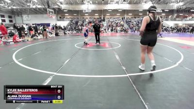 160 lbs Champ. Round 2 - Alana Duggan, Lindenwood University vs Kylee Ballesteros, Iowa Lakes CC