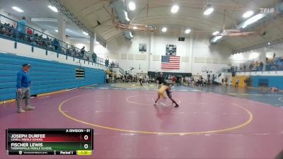 91 lbs Round 4 - Joseph Durfee, Lovell Middle School vs Fischer Lewis, Thermopolis Middle School