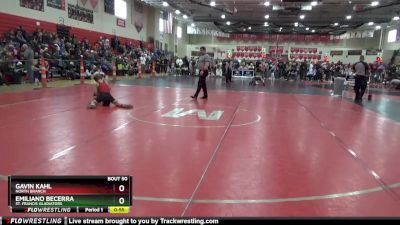 90 lbs Semifinal - Gavin Kahl, North Branch vs Emiliano Becerra, St. Francis Gladiators
