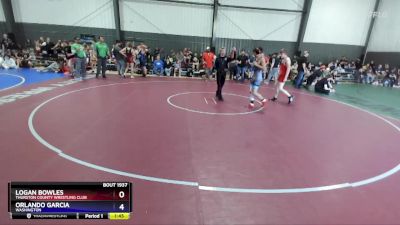 150 lbs Quarterfinal - Logan Bowles, Thurston County Wrestling Club vs Orlando Garcia, Washington