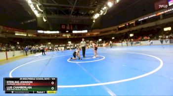104 lbs Champ. Round 2 - Sterling Johnson, Chargers Wrestling Club vs Luis Chamberlain, Heritage Middle School