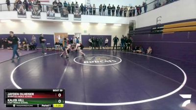 115 lbs Quarterfinal - Kaleb Hill, Cody Middle School vs Jayden Olheiser, Riverton Middle School