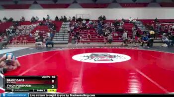 138 lbs Semifinal - Tyson Portmann, Willapa Valley vs Brady Davis, W. F. West