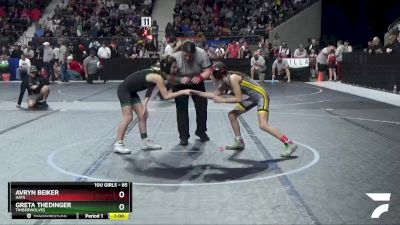 85 lbs Semifinal - Avryn Beiker, Hays vs Greta Thedinger, Timberwolves