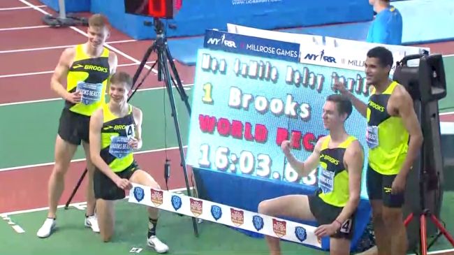 Brooks Beasts Smash 4xMile Indoor World Record - FloTrack