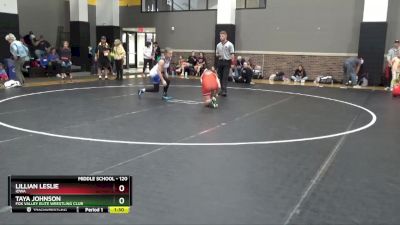 120 lbs Round 2 - Lillian Leslie, Iowa vs Taya Johnson, Fox Valley Elite Wrestling Club