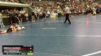 75 lbs Cons. Round 1 - Brentley Holbrook, Siouxland Wrestling Academy vs Cody Barthole Jr, Ironhawk Wrestling Academy IA