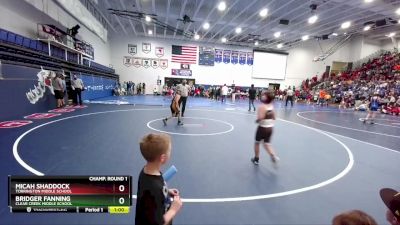 85 lbs Champ. Round 1 - Micah Shaddock, Torrington Middle School vs Bridger Fanning, Clear Creek Middle School