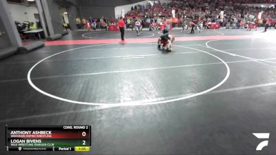 130 lbs Cons. Round 2 - Anthony Ashbeck, WIsconsin Rapids Wrestling vs Logan Bivens, Wild Wrestling Oshkosh Club