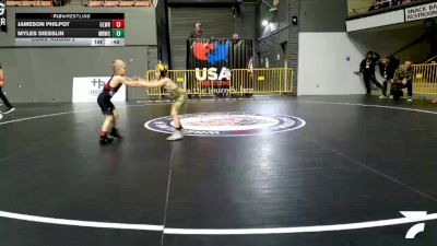 Bantam - 53 lbs Cons. Round 2 - Myles Diesslin, Mad Dawg Wrestling Club vs Jameson Philpot, Gladiator Wrestling