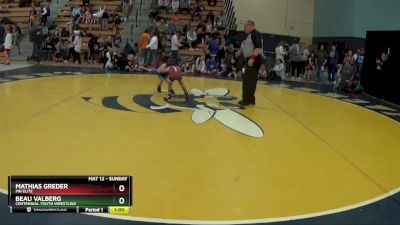 55 lbs 1st Place Match - Mathias Greder, MN Elite vs Beau Valberg, Centennial Youth Wrestling