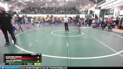 70 lbs Semifinal - Clayton Oxnam, New Plymouth vs Myles Hastings, Lowell Scott