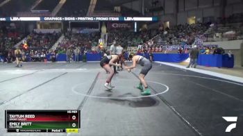 130 lbs Cons. Round 3 - Taytum Reed, Smoky Valley vs Emily Britt, Columbus