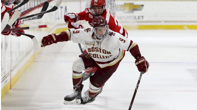 Men's Boston College Eagles 6 Ben Finkelstein White Hockey Jersey