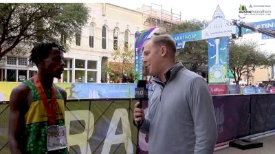 James Ngandu after a dominant Austin Half-Marathon victory