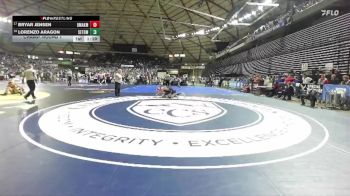 Boys 1A 132 lbs Champ. Round 1 - Bryar Jensen, Omak vs Lorenzo Aragon, Seton Catholic